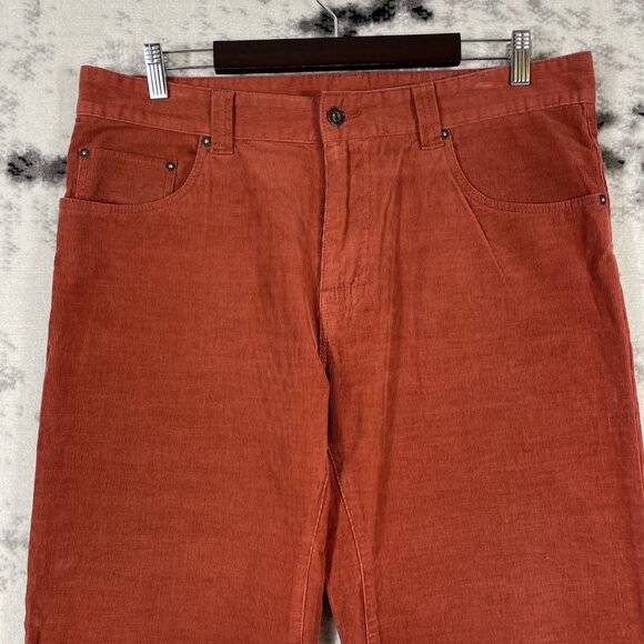 Prana Corduroy Jeans Mens Size 36x30 Rustic Orange Straight Leg Outdoors Comfort - Picture 2 of 14